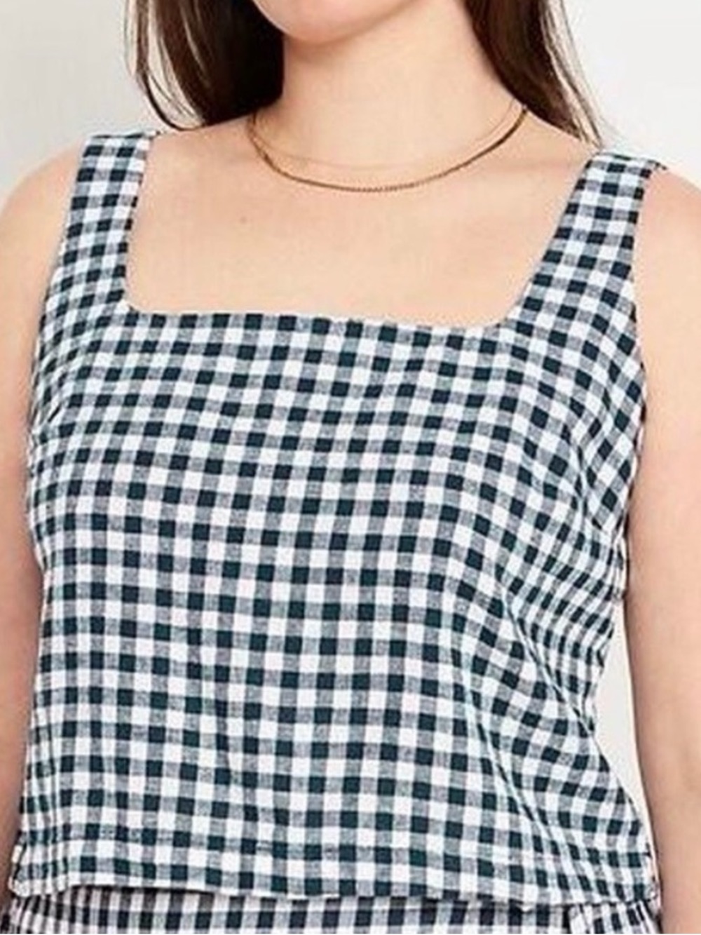 Old Navy Linen Gingham Cropped Tank